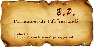 Balassovich Pénelopé névjegykártya